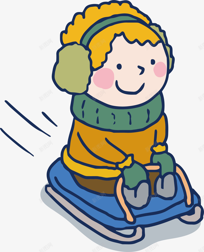 坐在雪橇上玩耍的孩子矢量图ai免抠素材_88icon https://88icon.com 冬天 冬天雪橇 坐雪橇 开心孩子 玩雪橇 矢量png 矢量图
