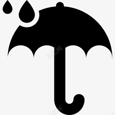 漂浮的雨滴伞和雨滴图标图标