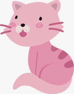 粉色卡通猫咪矢量图素材