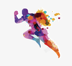 抽象人物素材马拉松跑步彩色矢量图高清图片