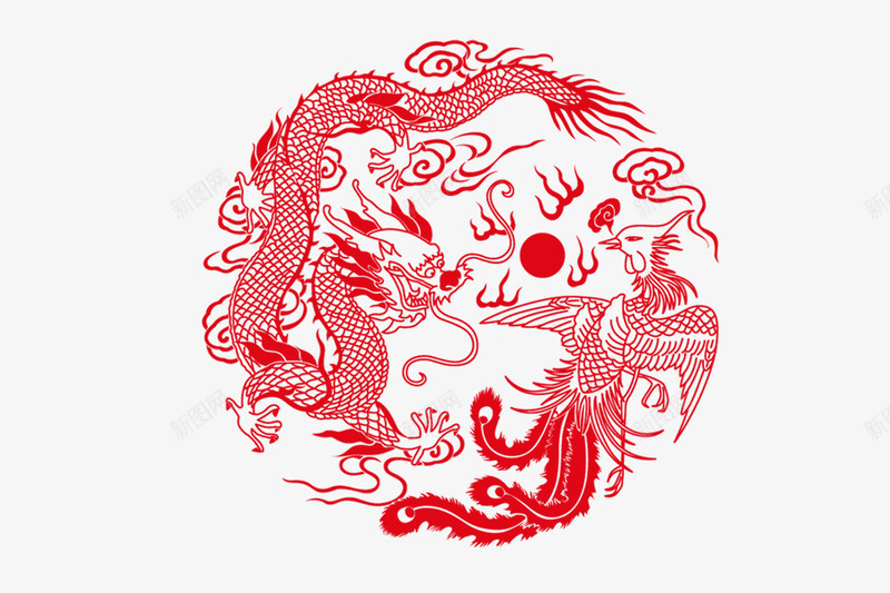 花纹底纹png免抠素材_88icon https://88icon.com 中国风 古代纹饰 花纹底纹 龙凤配