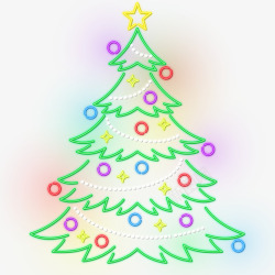 霓虹灯装饰圣诞树矢量图素材