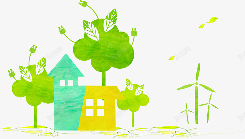 能源环保png免抠素材_88icon https://88icon.com 低碳 保护环境 减排 卡通 建筑 环保 生态 绿色 绿色能源 能源 能源环保 自然 节能 风车