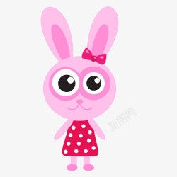 粉红色的卡通小兔子矢量图素材
