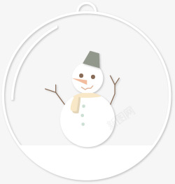 白色玻璃球白色冬日雪人玻璃球高清图片