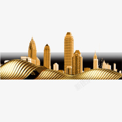 金色曲线金色创意房地产商务建筑黑金元素高清图片