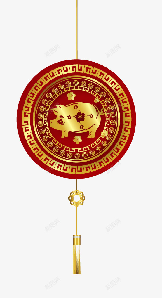 2019年猪年psd免抠素材_88icon https://88icon.com 2019年 2019年猪年设计 中国风 古典 复古 挂件 猪年 红色 设计 金猪