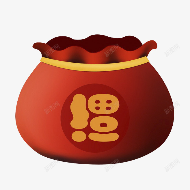 卡通红色福袋png免抠素材_88icon https://88icon.com 卡通 红色