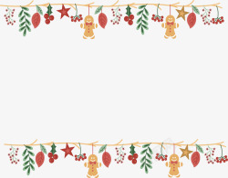 可爱挂饰圣诞节可爱树叶饼干挂饰边框矢量图高清图片