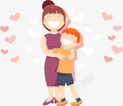 开心的母子开心拥抱的母子海报矢量图高清图片