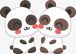 情人节熊猫素材情人节手绘卡通两只亲密的熊高清图片