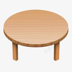 实木家具木纹条圆形小木桌高清图片