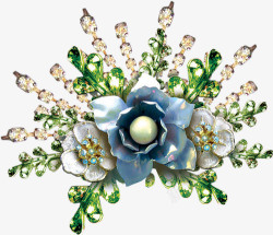 蓝色珍珠花朵珠宝素材