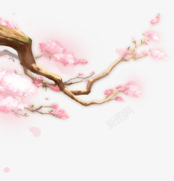 涂鸦卡通植物树木桃花素材