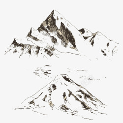 山脉风景素描素材