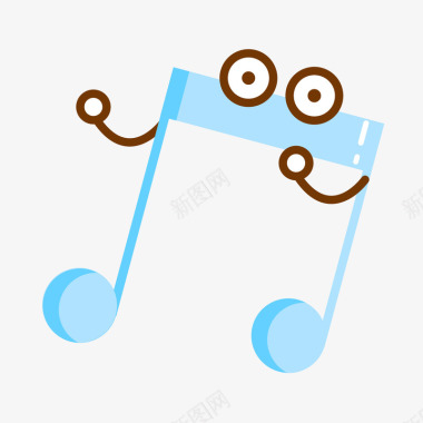 音乐符号点缀蓝色圆角音乐符号元素矢量图图标图标