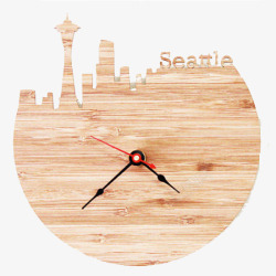 木钟创意城市剪影木钟高清图片