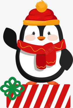 矢量可爱礼盒圣诞节礼盒可爱企鹅矢量图高清图片