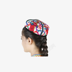 头戴花帽的维吾尔族少女素材