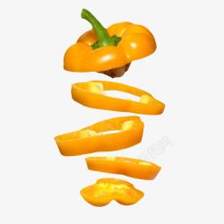 黄橙色橙色美味被切成圈圈的黄灯笼椒实高清图片