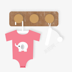 衣帽架上的婴儿服装矢量图素材