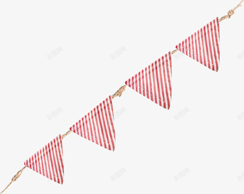 绳子上挂着四个红白三角旗png免抠素材_88icon https://88icon.com 红色三角旗 绳子 角旗