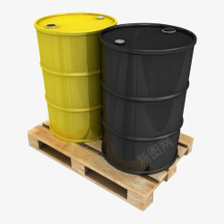 黄黑色圆柱桶机油桶素材