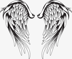 天使纹身怀抱的温暖天使之翼矢量图高清图片