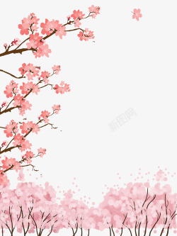 春季粉色樱花主题装饰边框素材