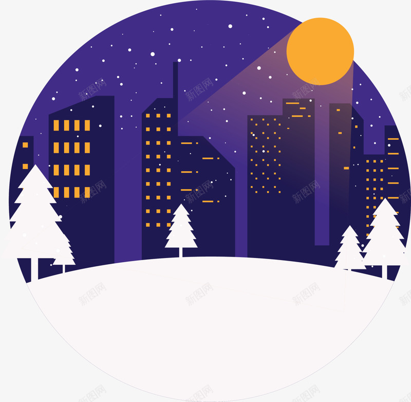 紫色雪地夜晚标签png免抠素材_88icon https://88icon.com winter 冬天 冬季 夜晚标志 寒冬 紫色标签 雪地