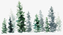 冬天树丛水彩树木素材