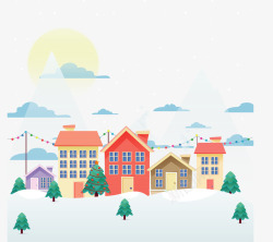 圣诞节冬天的小镇矢量图素材