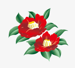 卡通红色花朵矢量图素材
