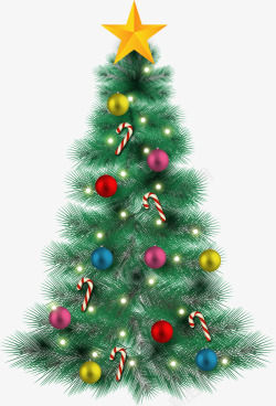彩色圣诞球装饰圣诞树矢量图素材