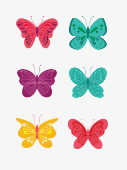 五颜六色的蝴蝶手绘各种卡通蝴蝶高清图片