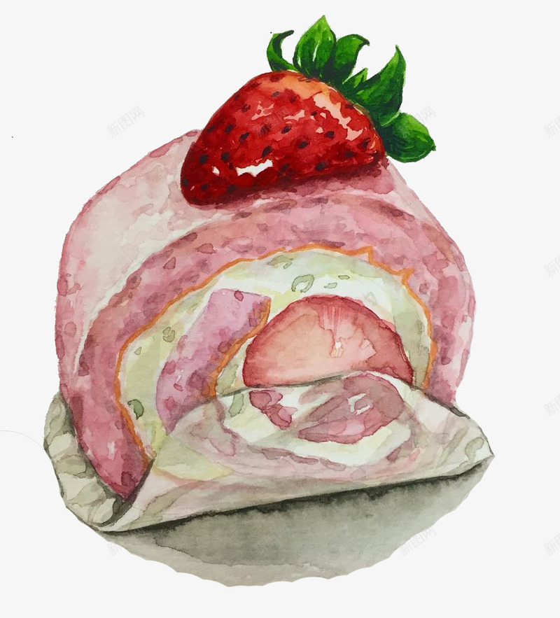 卡通手绘草莓蛋糕甜品png免抠素材_88icon https://88icon.com 创意 动漫动画 卡通 手绘 甜品 草莓蛋糕