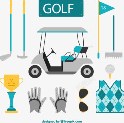 高尔夫球奖杯高尔夫元素矢量图高清图片