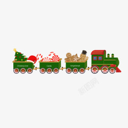 圣诞节姜饼屋卡通圣诞火车装饰高清图片