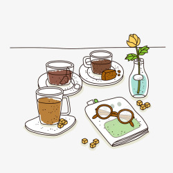卡通龙猫摆件美味茶点悠闲下午茶高清图片