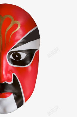 京剧面具半个红色脸谱图案高清图片
