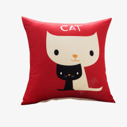 红色抱枕可爱的猫咪抱枕高清图片