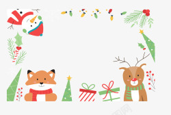 驯鹿边框圣诞节驯鹿雪人边框矢量图高清图片