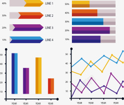 四条折线图素材