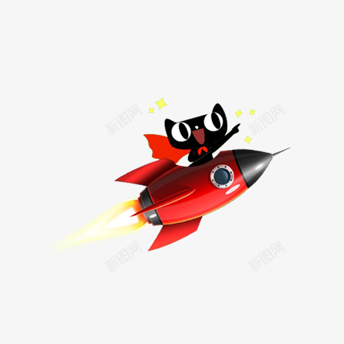 坐在火箭炮上的天猫psd免抠素材_88icon https://88icon.com 免抠 冲天 天猫素材 火箭 红色