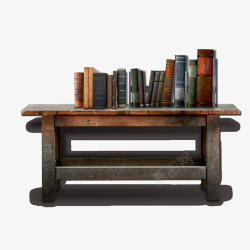 复古旧木书桌素材