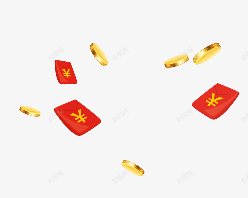 漂浮红包金币png免抠素材_88icon https://88icon.com 促销装饰图案 漂浮红包 漂浮金币 红包 金币