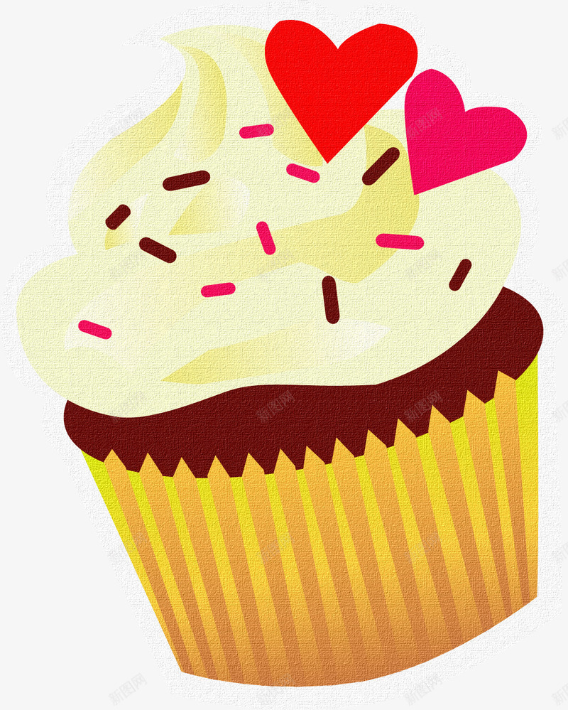 可爱卡通手绘杯子蛋糕甜品png免抠素材_88icon https://88icon.com 卡通 可爱 手绘 杯子 甜品 蛋糕