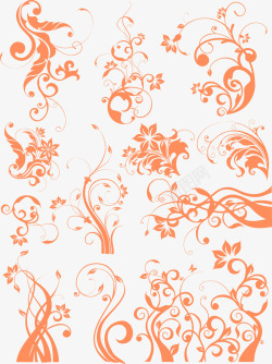 优雅花纹欧式花纹优雅橙色装饰矢量图高清图片