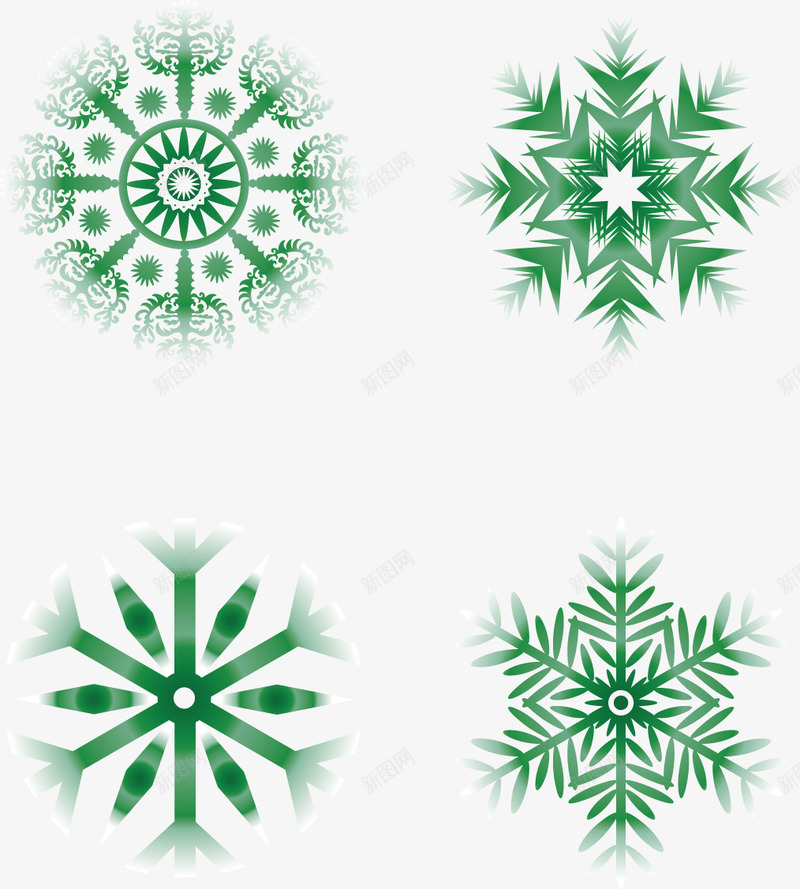 绿色雪花png免抠素材_88icon https://88icon.com 冬天 漫天飞雪 矢量漫天飞雪素材 矢量飞雪 绿色雪花 雪花素材