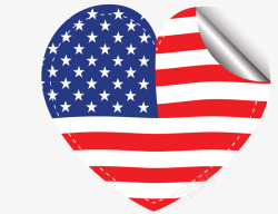 美国国旗爱心贴纸矢量图素材